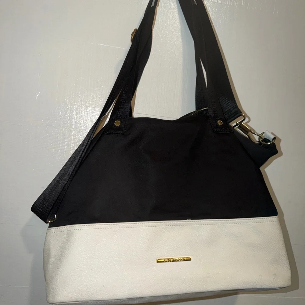 Steve Madden Black and White Canvas Shoulder Bag